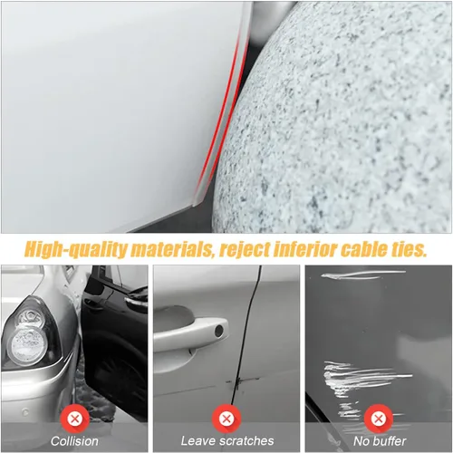 Vista 3 de Protección de borde de puerta de automóvil, 16 pies de forma de U transparente sin pegamento, protector de borde de puerta de automóvil, tiras