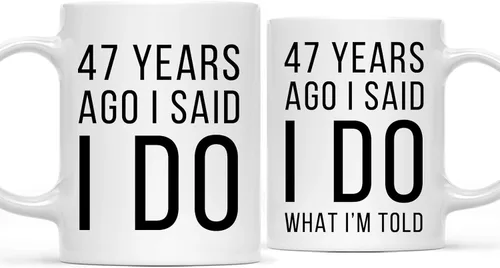 Vista 8 de Andaz Press Divertida taza de café de 11 onzas para parejas con texto en inglés "I Said I Do, I Said I Do What I'm Told", paquete de 2 con caja