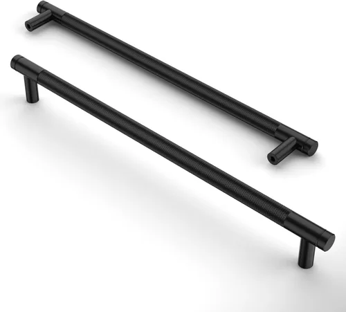 Vista 29 de Asidrama - Paquete de 10 tiradores para gabinete de 3 pulgadas (76mm) de color negro mate y bronce champán, manijas estriadas para gabinete