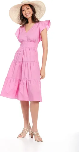 Vista 7 de London Times Vestido de verano fácil de vacaciones de verano para mujer con cuello en V
