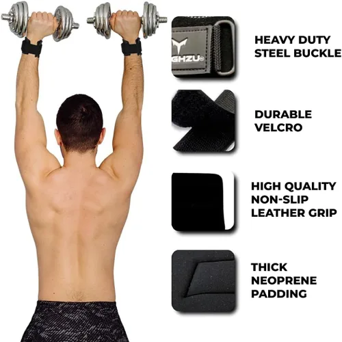 Vista 2 de Weight Lifting Grips with Wrist Straps - Non Slip Lifting Straps for Weightlifting, Deadlifting, Powerlifting and Pull Ups, Padded Weight Lifting