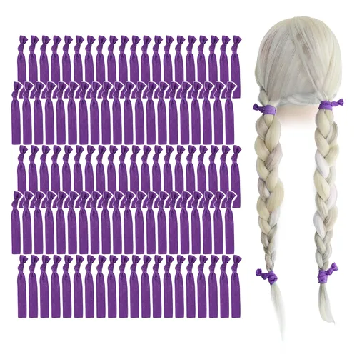 Vista 37 de MEEDEE Paquete de 100 lazos para el cabello, color negro, sin pliegues, nudos suaves para mujeres, sin daño, adecuado para colas de caballo, yoga