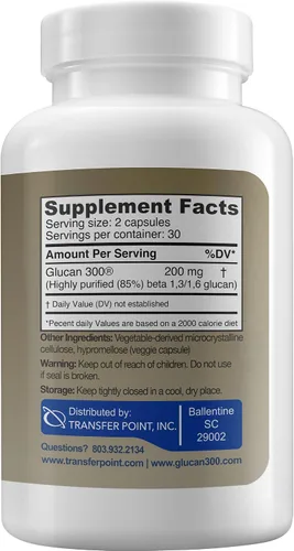 Vista 5 de Transfer Point Beta 1,3D Glucano 100 mg Apoyo Inmunológico, 60 Cápsulas