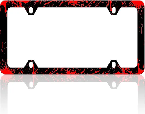 Vista 14 de Marco de matrícula con estampado de vaca en blanco y negro Soporte para placa de matrícula de acero inoxidable con tornillos para mujeres