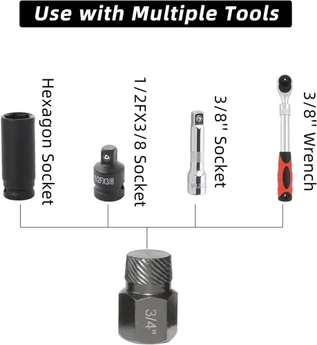 Vista 4 de DPTOOL Juego de 25 extractores de tornillos, juego de extractor de pernos fácil de salir, juego de tornillos multispline de cabeza hexagonal