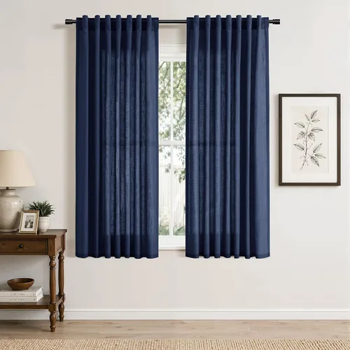 Vista 40 de Hokibero Cortinas de lino natural de 96 pulgadas de largo para sala