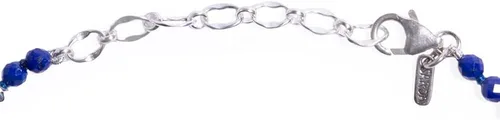 Vista 4 de Collar de piedras preciosas de plata de ley 925, lapislázuli azul, chapado en plata y ojo de tigre azul, 16 pulgadas con extensor ajustable de 2