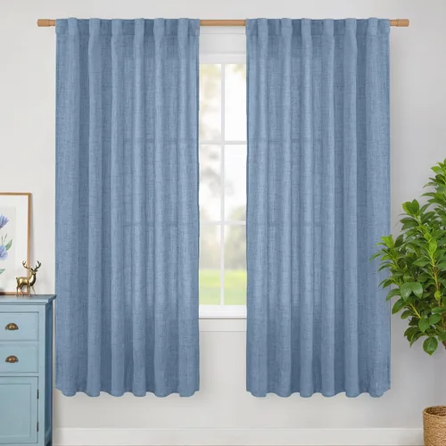 Vista 134 de BGment Cortinas cortas de lino marfil de 36 pulgadas de largo para ventanas de cocina, pequeñas cortinas texturizadas rústicas para café sobre