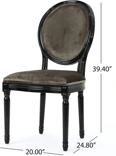 Vista 3 de Christopher Knight Home Camille - Sillas de comedor tradicionales de terciopelo, juego de 2 piezas, gris/negro brillante