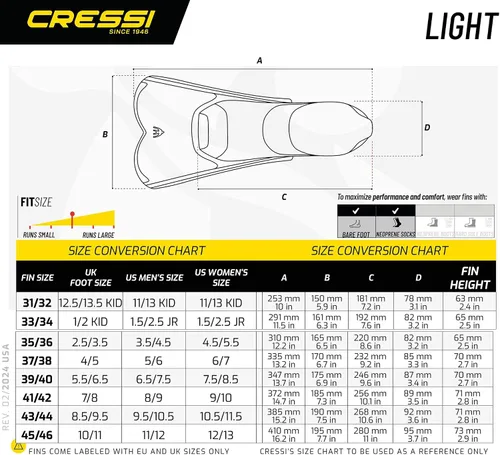 Vista 5 de Cressi - Aletas de bolsillo cortas de pie completo para natación o entrenamiento en la piscina y en el mar - Ligeras: fabricadas en Italia