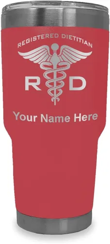 Vista 40 de LaserGram Vaso aislado al vacío de 20 onzas, dietista registrado RD, grabado personalizado incluido (negro)