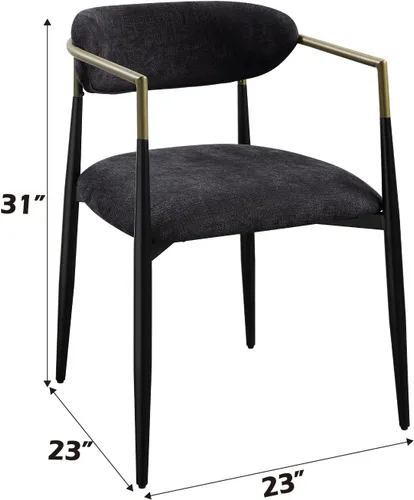 Vista 3 de Acme Jaramillo - Silla auxiliar tapizada en madera y tela, color negro (juego de 2)
