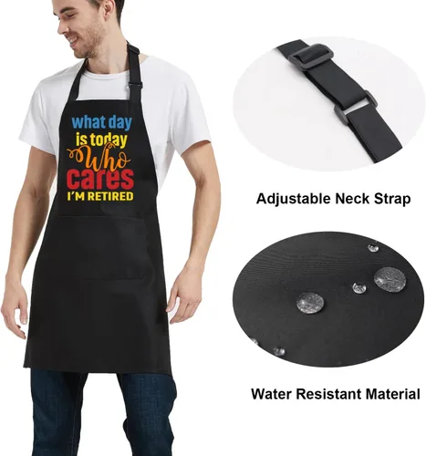 Vista 5 de Divertidos regalos de jubilación para hombres con bolsillos, delantales de cocina para mujeres, ideas de regalo de jubilación feliz para papá y mamá