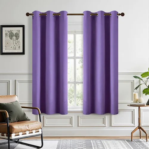 Vista 63 de DONREN Cortinas opacas completas para dormitorio, aislamiento térmico y reducción de ruido, cortinas de lino con ojales para sala de estar y Negro