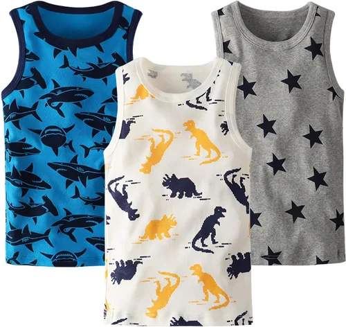 Vista 49 de Camisetas sin mangas de algodón suave para niños pequeños, paquete de 3