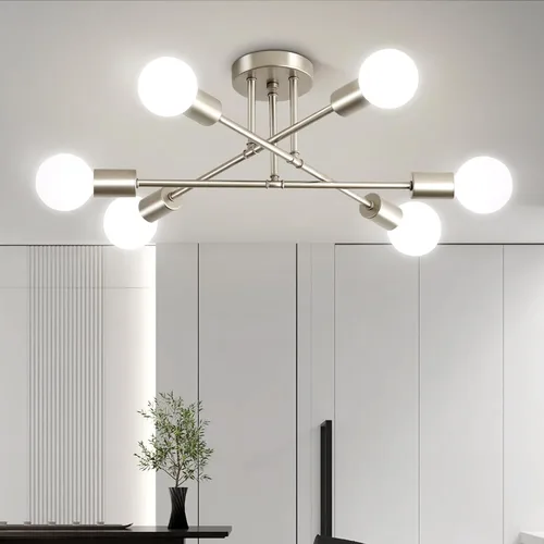 Vista 9 de Lámpara de techo Sputnik dorada de 6 luces, lámpara de comedor