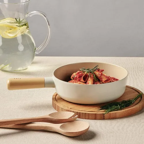 Vista 6 de FIKA - Mini wok de 7 pulgadas con mango de madera, utensilios de cocina compatibles con inducción para todas las estufas, sartén de revestimiento