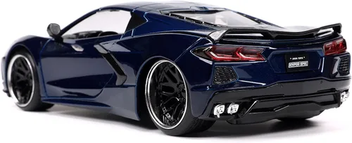 Vista 3 de Jada 32949 - Chevy Corvette Stingray C8 - Modelo de auto fundido a troquel serie 1/24 color azul oscuro metálico