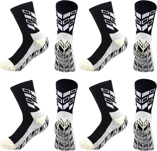 Vista 7 de Paquete de 4 calcetines de fútbol antideslizantes para hombre, calcetines de fútbol para jóvenes, calcetines antideslizantes para niños y mujeres