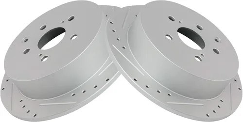 Vista 6 de TRQ Juego de rotores de freno delanteros y traseros con revestimiento G perforados y ranurados de alta calidad compatibles con Lexus RX350 RX450h