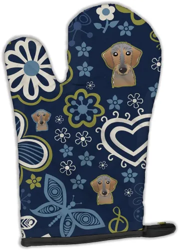 Vista 175 de Caroline's Treasures BB5095OVMT - Manopla de horno con diseño de flores azules afganas, resistente al calor, grueso para sartenes calientes y horno