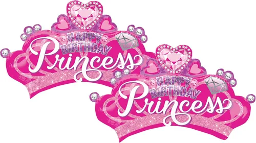 Vista 4 de Anagram - Globo de fiesta de papel de aluminio rosa con corona de princesa de 32 pulgadas