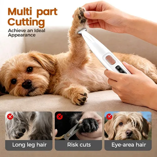 Vista 2 de Pet MicroPrecision - Recortadora de patas de perro con luz LED, afeitadora de pelo impermeable para perros y gatos, recargable e inalámbrica para 1