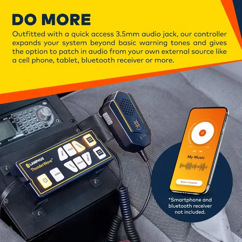 Vista 4 de ThunderWave Amplificador de sirena de policía de emergencia de 150 W [control remoto] [2 interruptores de 15 A] [bocina de aire manos libres]
