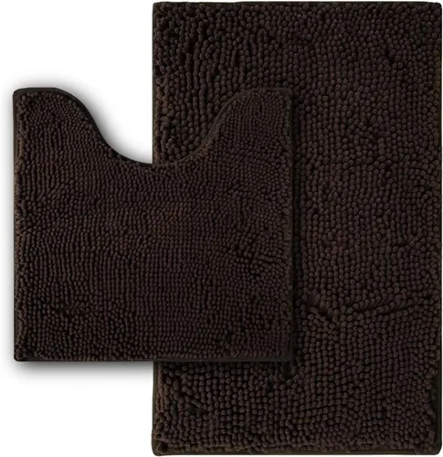 Vista 42 de Juego de alfombras de baño de 2 piezas, súper absorbente suave, gruesa, lavable en lavadora, alfombra de baño de chenilla antideslizante, alfombra