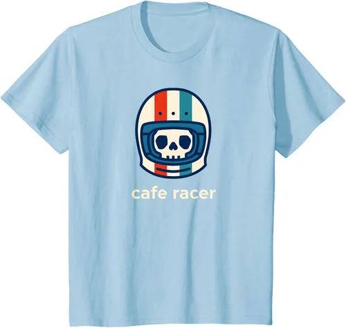 Vista 8 de Cafe Racer Moda Simple Casco Diseño Motocicleta Camiseta Negro