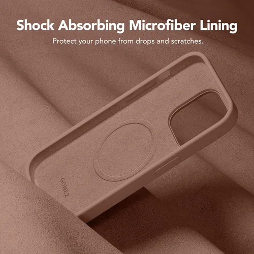 Vista 6 de GONEZ Funda para iPhone 14 Pro, compatible con Magsafe, con protector de pantalla + protector de lente de cámara, forro de microfibra suave Marrón