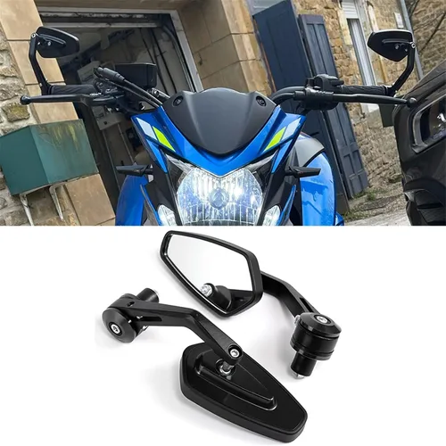 Vista 2 de SCUUBE Universal Motorcycle Rear View Mirrors Bar End Side Mirror for Z800 Z900 ER6N ER6F FZ-09 MT-10 FZ-10 FJ-09 MT-25 FZ6 FZ8 GSXR600 7/8'' 22mm
