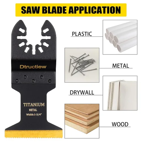 Vista 4 de 6 hojas de sierra oscilantes de titanio para clavos de metal, material duro y plástico de madera, kits de cuchillas multiherramientas compatibles