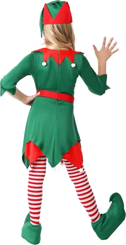Vista 5 de Disfraz de ayudante de Papá Noel para niña