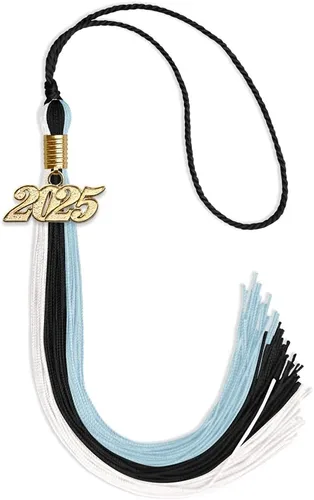 Vista 13 de Endea - Borla de graduación de triple color con gota de fecha dorada (negro/dorado/granate, 2020)