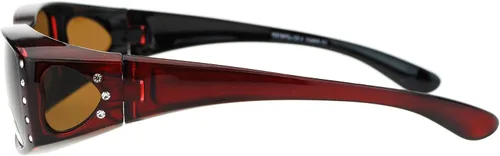Vista 4 de JuicyOrange Gafas de sol polarizadas para mujer, marco rectangular con diamantes de imitación