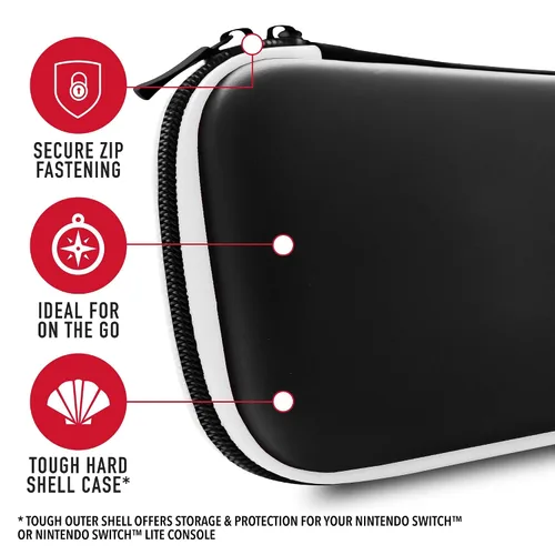 Vista 3 de 4Gamers Hard Shell Travel Case Black & White - Compatible with Nintendo Switch, Lite & OLED