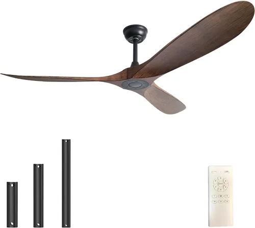 Vista 12 de Ventilador de techo de 52 pulgadas sin luz, ventilador de techo para exteriores con control remoto, 3 cuchillas de plástico con gran flujo de aire