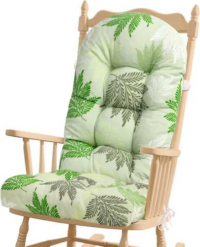 Vista 23 de Cojín para Silla Mecedora - Tela de Chenilla, Esponja de Alta Densidad, Almohadillas de Asiento Copetudas Antideslizantes y Duraderas con Lazos