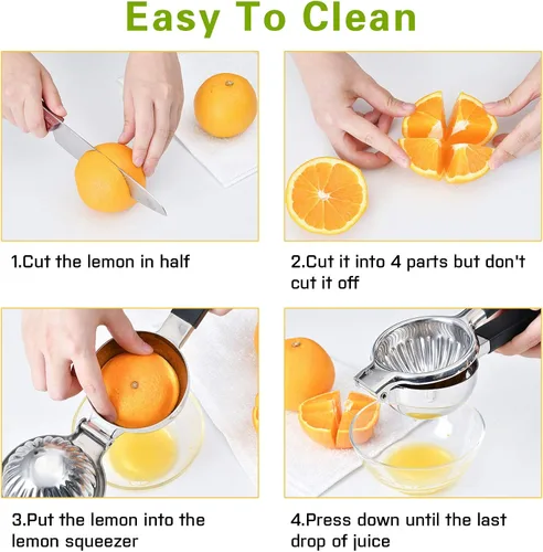 Vista 5 de Lemon Squeezer Citrus Juicer Lemon Juicer with Filter Premium Quality Heavy Duty Stainless Steel Sturdy Durable Manual Press Useful Kitchen Tool for