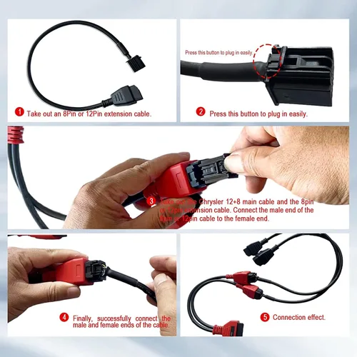 Vista 4 de Obd2 Cable 12 8 Cable adaptador de extensión para DS808 Maxisys MS905 MS906 MS908 Pro Maxisys Elite Scanner Tool, cable de derivación de seguridad