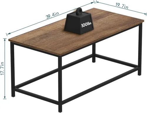 Vista 3 de Mesa de Centro de Café Simple Moderna Rectangular Mesa Central Espacio Abierto Minimalista para Sala de Estar Hogar Oficina Mesas de Cóctel Nogal