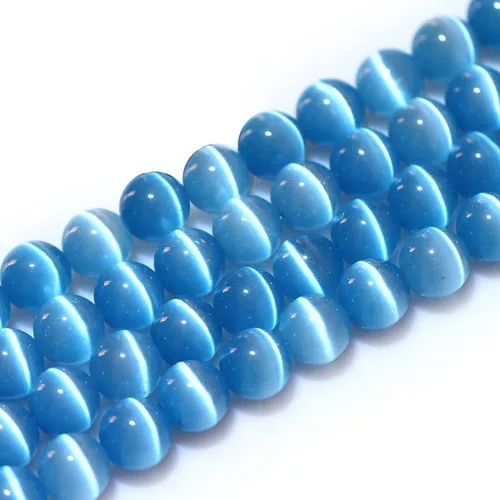 Vista 5 de Cuentas de Ojo de Gato Negro, Redondas de 6 mm, Piedras Preciosas Semipreciosas Sueltas para Fabricación de Joyas (63-66 piezas/cadena)