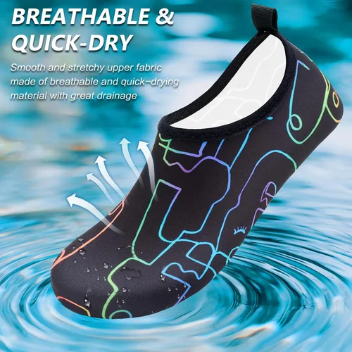 Vista 2 de Deevike Zapatos acuáticos para mujeres y hombres, estilo descalzo, de secado rápido, calcetines de agua sin cordones para playa, piscina, natación