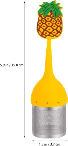 Vista 5 de Hemoton Infusor de té Infusor de té de hojas sueltas de piña con cuerpo de bola de cuello de mango largo
