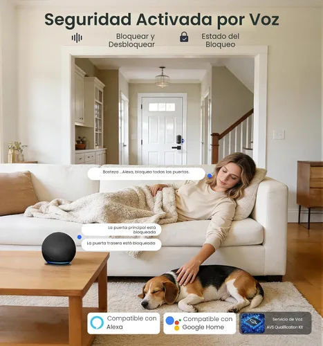Vista 5 de Veise VE012W WiFi huella digital Smart Lock para puerta delantera, negro