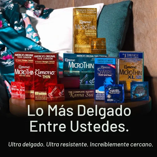 Vista 4 de Mayer Laboratories Kimono Condón Delgado 12 Ct Sensación que mejora el rendimiento, sensibilidad mejorada, apto para veganos, sin olor a látex
