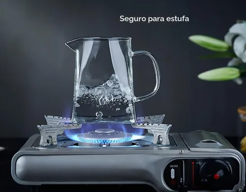 Vista 4 de Jarra de vidrio con asa, jarra de leche y crema, resistente al calor de vidrio de borosilicato para café, té o jarabe de arce, apta para estufa