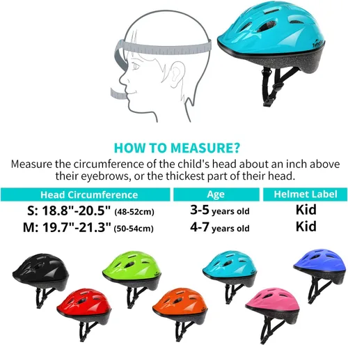 Vista 6 de Casco de bicicleta para niños pequeños, casco multideportivo ajustable para niños y niñas