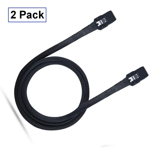 Vista 3 de H!Fiber.com Paquete de 2 cables internos Mini SAS SFF-8087 a SFF-8087, cable mini SAS interno de 1.6 ft, 36 pines, 6 Gbps, 100 ohmios